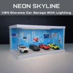 Neon Skyline Diorama Car Garage – Premium Display Setup for Diecast With Tri-Color Lighting