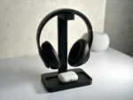 3D Printed Headphone Holder with Storage Tray – Modern Desk Headphone Stand | Headset Stand for Gaming, Office & Home Setup