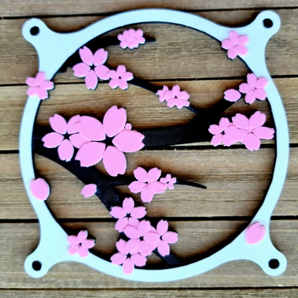 Tricolor Sakura Cherry Blossom 120mm 140mm  Fan Cover for Computers