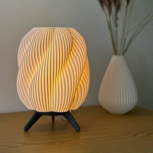 The Striped Swirl  Elegant Bedside Lamp