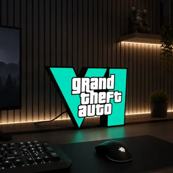 GTA VI 3D Logo Lamp – App Controlled RGB LED Sign