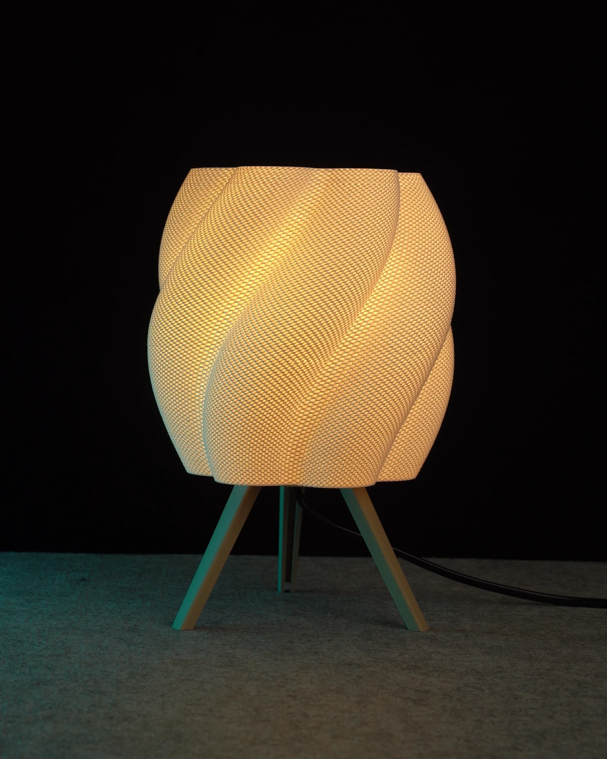 Aura lamp (14) The Twisted Flower Lamp with Basket Pattern I Modern LED Decorative Bedside Light with Warm Glow - Image 1