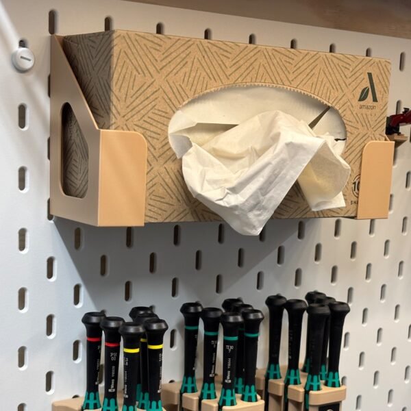 Facial Tissue Box Holder for Pegboard | Space Saving Organizer