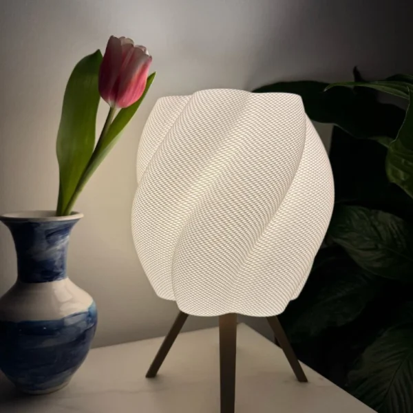 The Twisted Flower Lamp with Basket Pattern I Modern LED Decorative Bedside Light with Warm Glow
