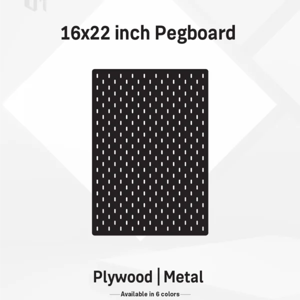 16x22–Inch Vertical Premium Modular Wall Pegboard | Metal or Plywood Option