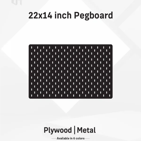 22x14–Inch Horizontal Premium Modular Wall Pegboard | Metal or Plywood Option