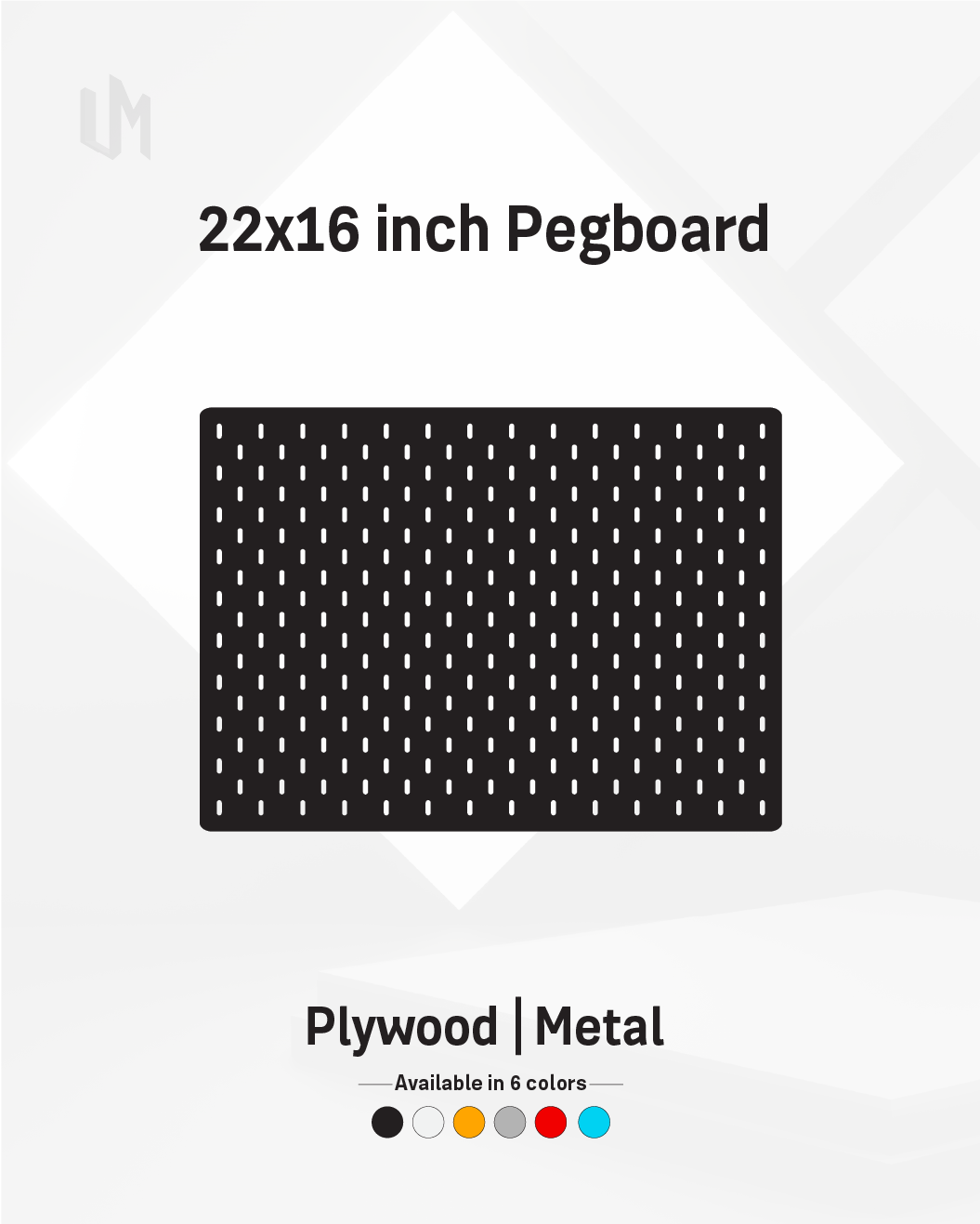 22x16 22x16– Inch Premium Modular Wall Pegboard | Metal or Plywood Option - Image 1