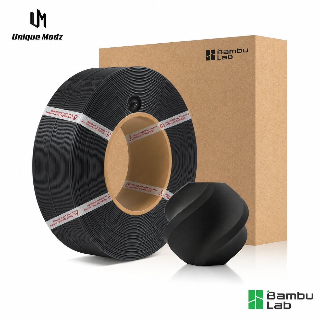 Black Black Bambu Lab PLA Basic Filament 1.75mm 1kg - Image 1