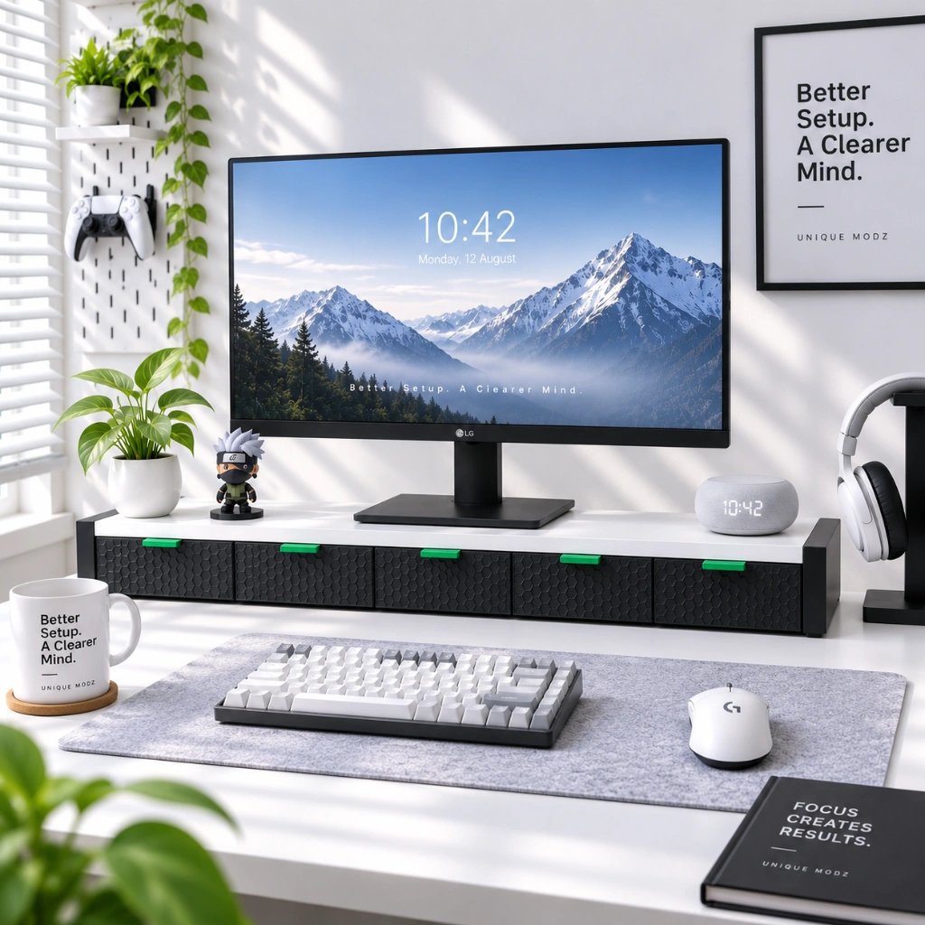 Drawer Monitor – Elevate Your Monitor. Organize Your Desk (2) Monitor Riser with Built-in Storage Drawers - Image 1