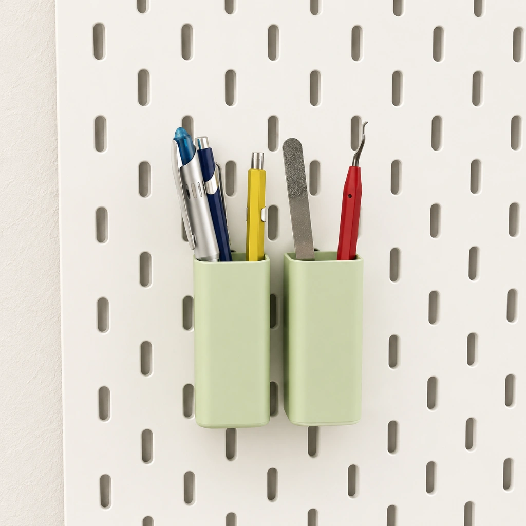 SIim Pen holder for pegboard (2) Slim Pen Holder for Pegboard | 3D Printed Pegboard Organizer - Image 1