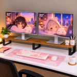 RIVO Monitor Riser – 1000mm Wide Wooden Dual Monitor Stand