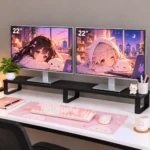 RIVO Monitor Riser – 1000mm Wide Wooden Dual Monitor Stand - Image 2